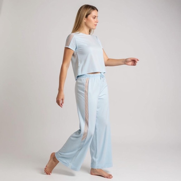 HoneyLove Blisswear Pajama Set with Mesh Panel Detail Glacier Blue Size XL - Picture 1 of 16
